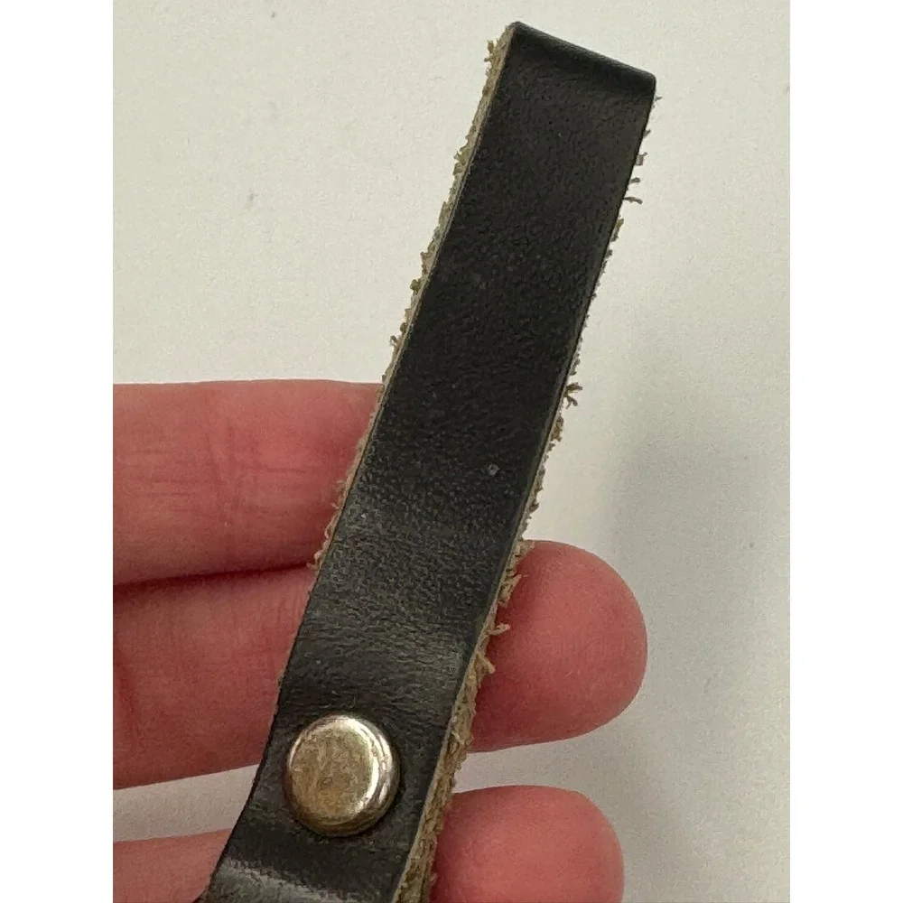 Vintage Leather Belt Loop Key Fob Swivel Snap Hook USA Stamped Hardware Black